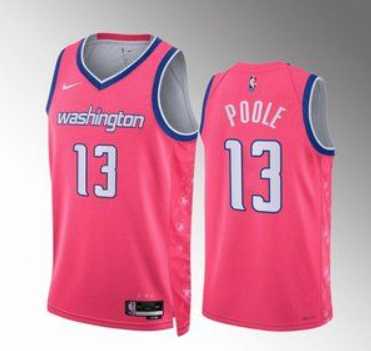 Men's Washington Wizards #13 Jordan Poole Pink Cherry Blossom City Edition Limited Stitched Basketball Jersey Dzhi
